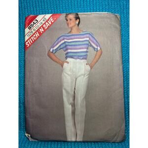 McCalls 8543 Sewing pattern knit top half sleeve pant pleat front size 12 14 16